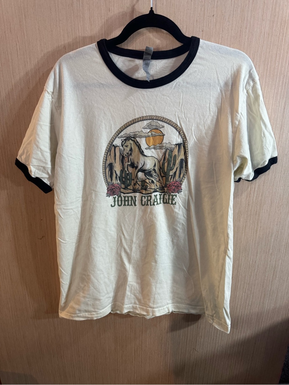 Next Level Apparel John Craigie Tour Tee with Black Trim Western Horse Graphic